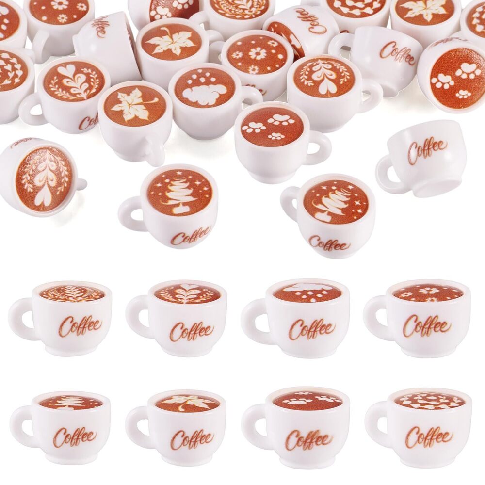 9419 24 Pcs Resin Coffee Cup Charms Mini Coffee Miniatures Dollhouse